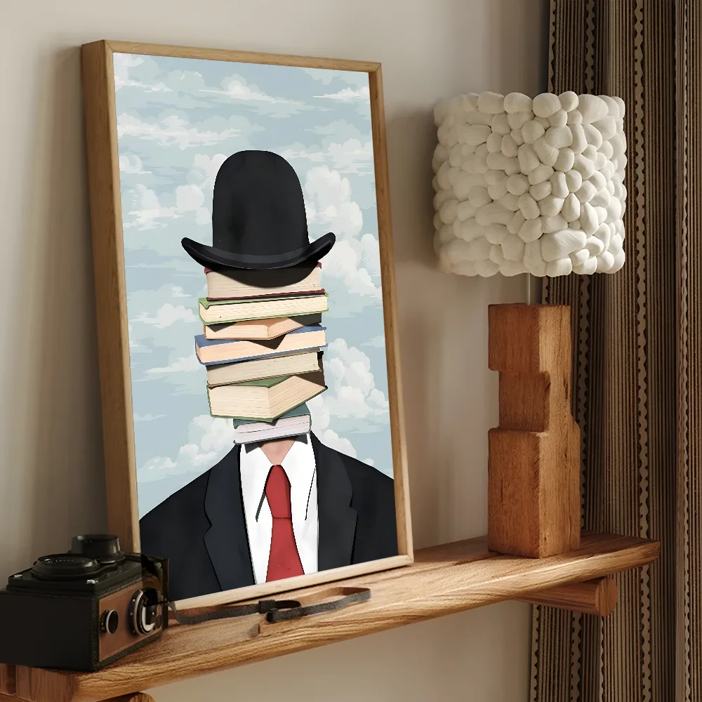 Abstract Canvas Painting Rene Magritte Son Of Man Poster Paper Print Home Living Room Entrance Bar Cafe Art Decoration