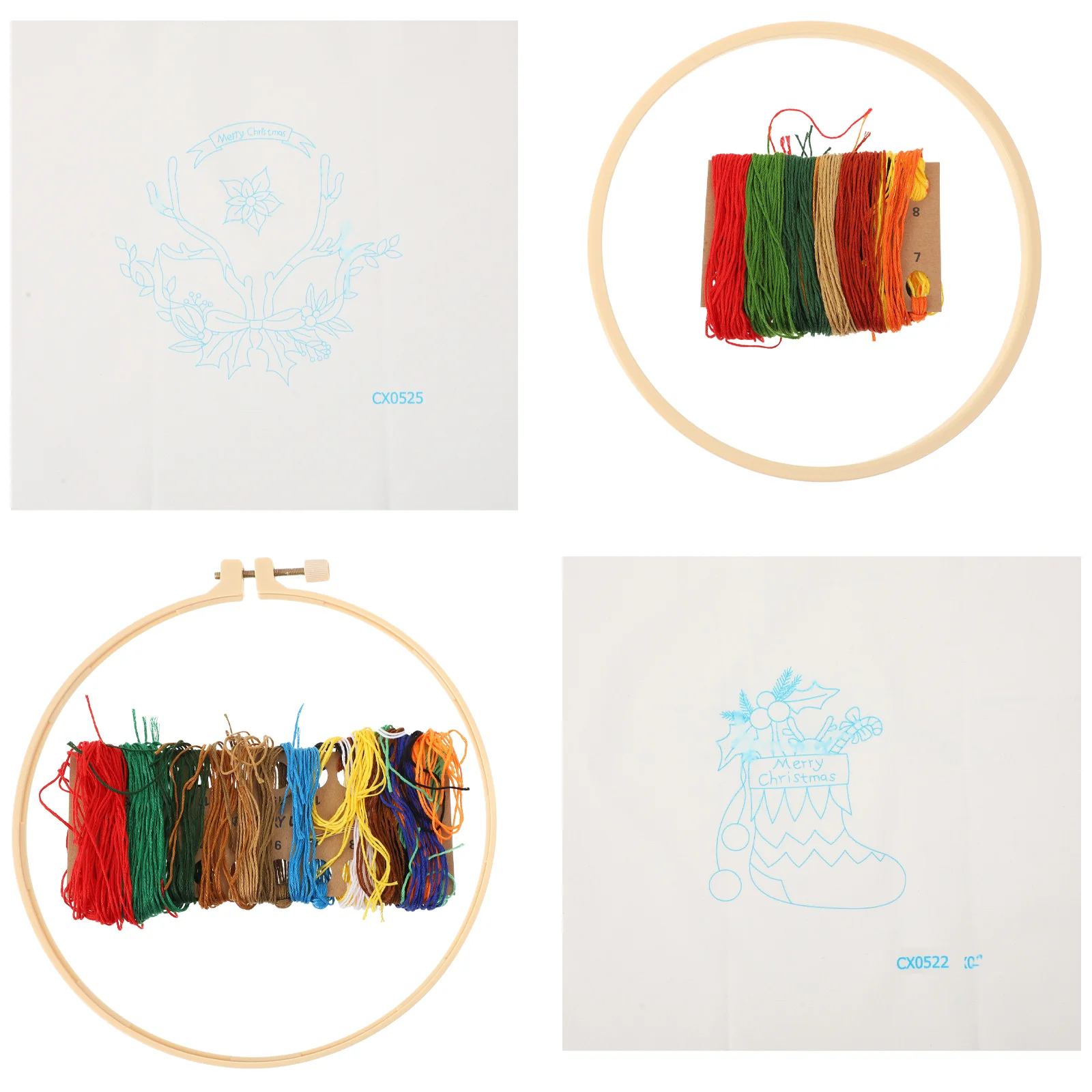 

Embroidery Christmas Embroideredcross Material Startermaterials Hoop Kits Kit Flower Wreath Accessories Craft Theme Supplies Set
