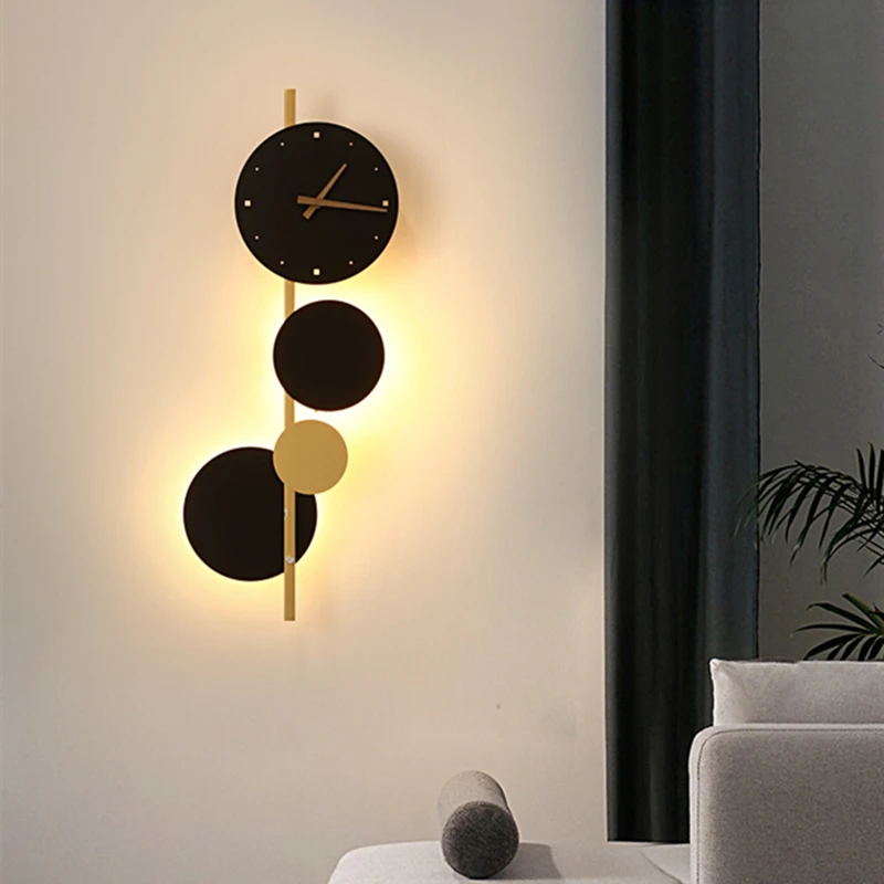 Nordic led clock wall light LED designer creative lamp Bedside Bedroom Living Room Aisle Flats Salon Indoor decor wall light