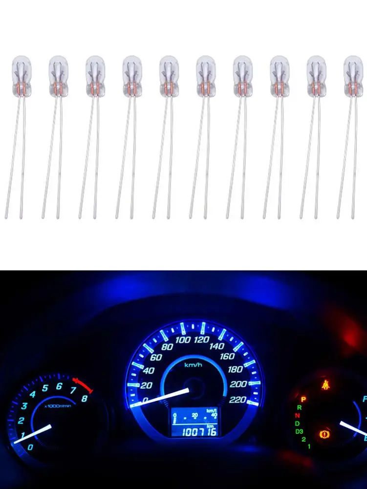 

10Pcs Automobile Instrument Light T3 Light Bulb Car ABS 12V 30MA For Dashboard Lights Warm White Light Car Accessor