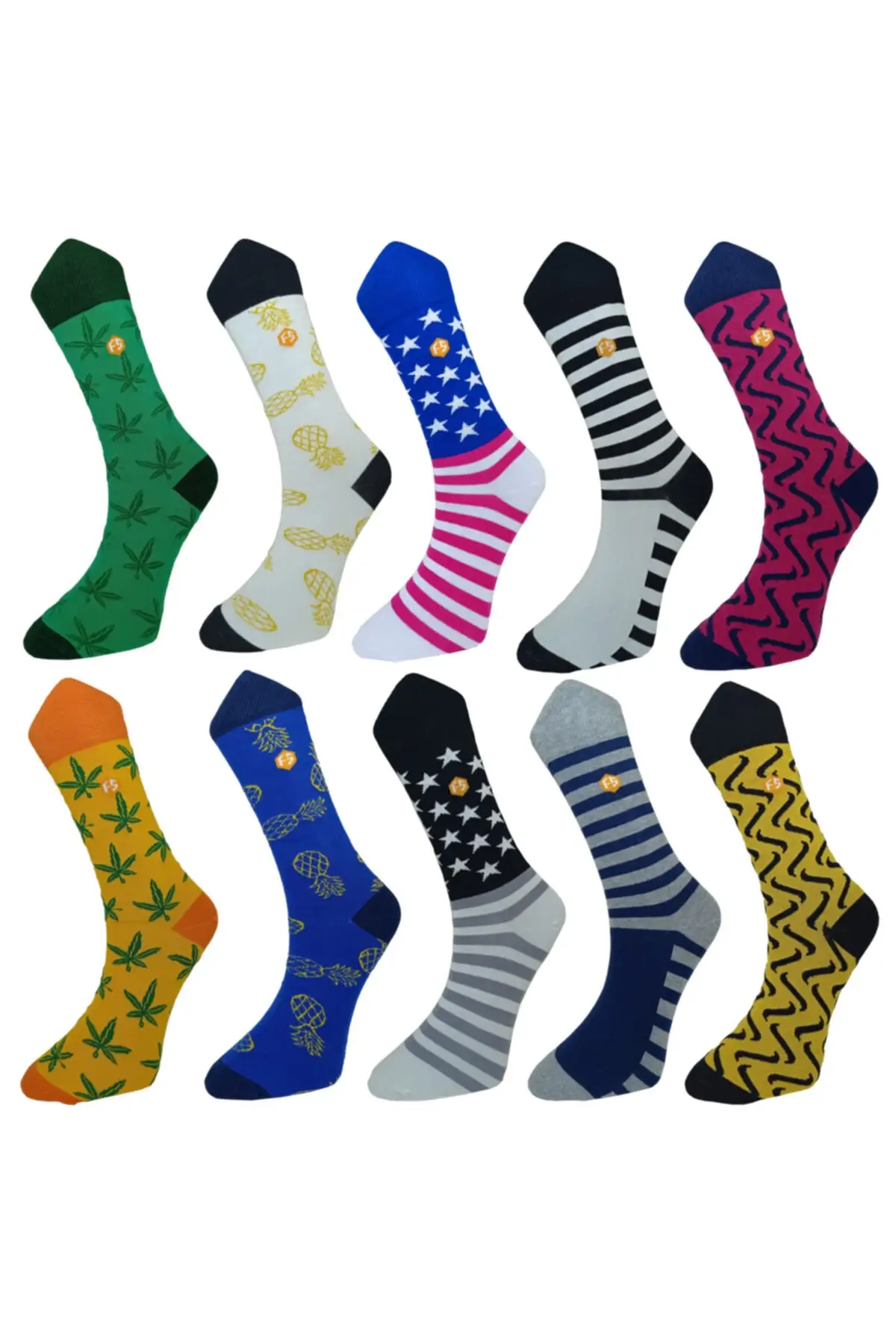 

10 пар мужских Хлопковых Носков с цветным узором