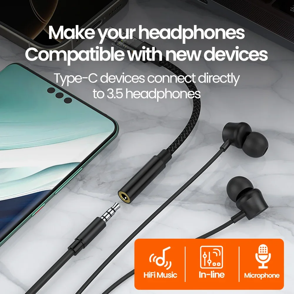 Аудиокабель Type-C 3 5 Jack USB C к мм Разъем Aux Адаптер для телефонов Аксессуары Tipo