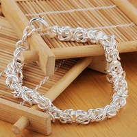 luxury 925 stamp silver color cuff bracelets personality faucet chain bracelets bangle chains for men and women jewelry party