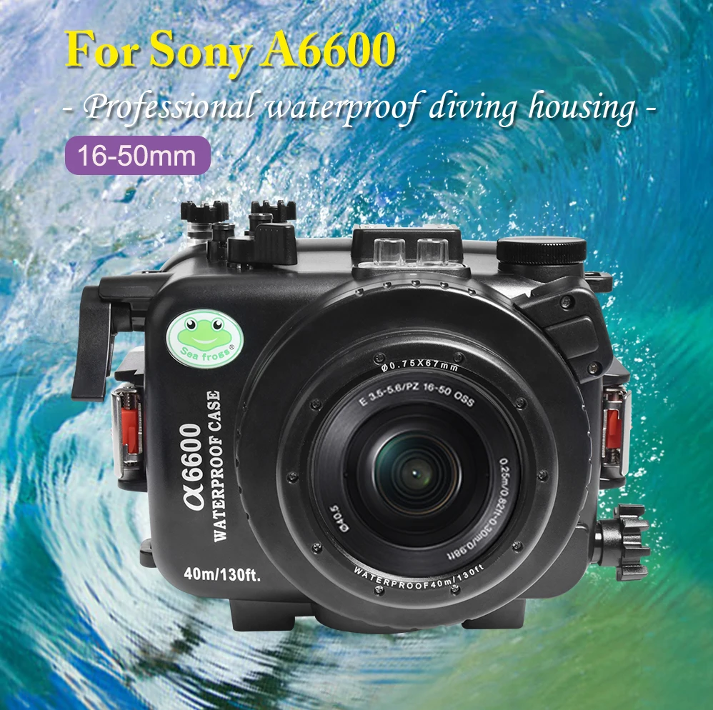 

40m/195ft Waterproof Underwater Housing Camera Diving Case for SONY A6600 16-50mm 10-18mm 90mm Lens