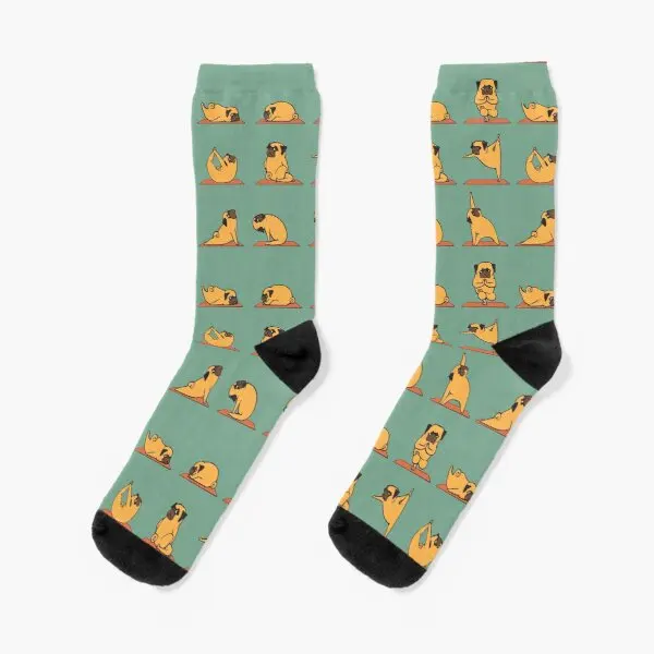 

Pug Yoga Crew Socks Comfortable Unisex Short Girls Pattern Sports Mens Best Ladies Autumn Cartoon Winter Black Funny Cute