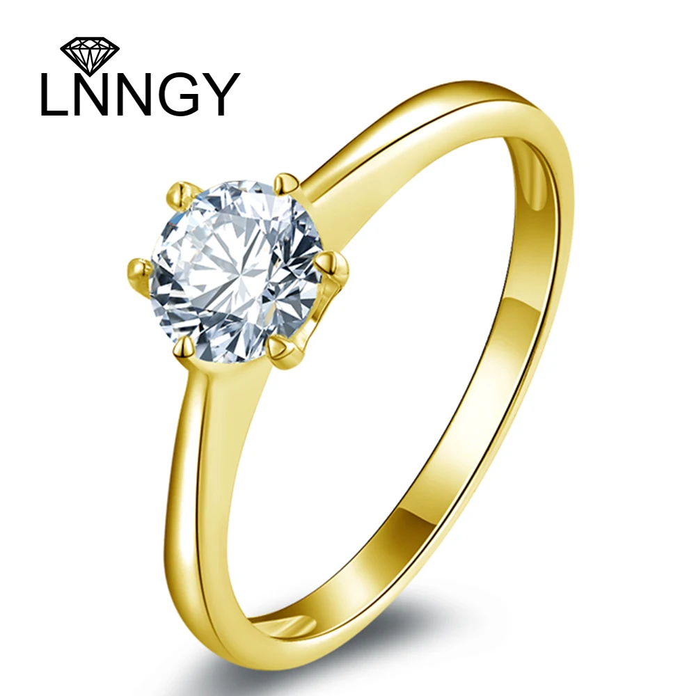 

Lnngy 10K Pure Gold Engagement Rings Minimalist 6 Prong 0.6Carat Moissanite Solitaire Ring For Women AU417 Stackable Jewelry
