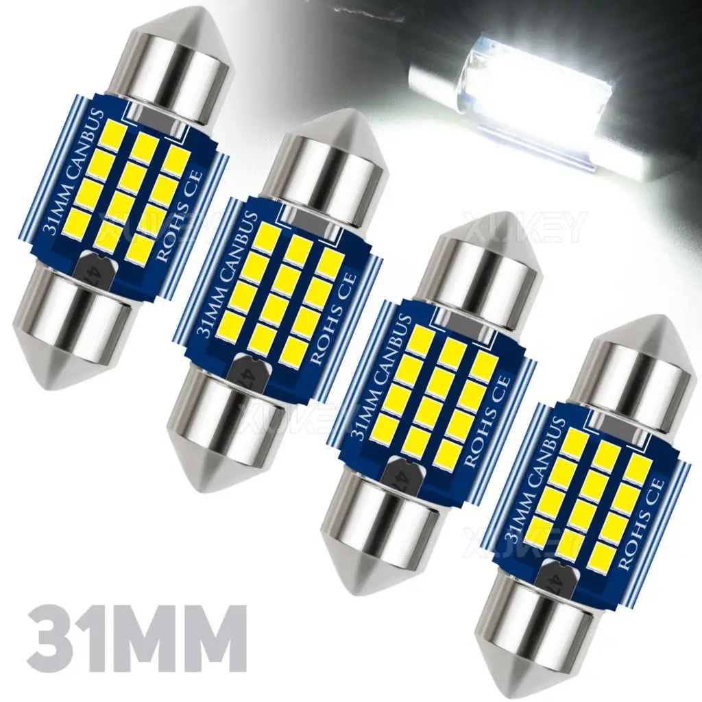 СВЕТОДИОДНЫЕ гирлянды DE3175 4x31 мм, белые лампы DE3022 DE3023, 12 В, 12 smd-2016, для салона автомобиля, купольная карта, подсветсветильник для багажника