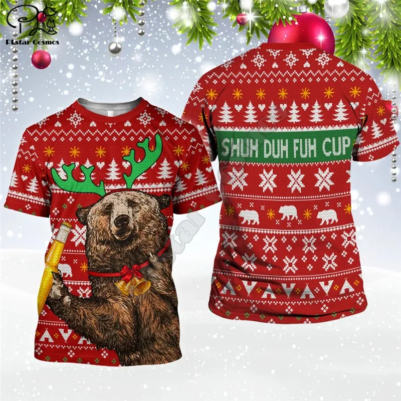 

Merry Christmas T-shirt For Men Oversized Fashion Short Sleeve O Neck Cartoon Christmas Pattern Printed Men's Tshirt Clothes Top