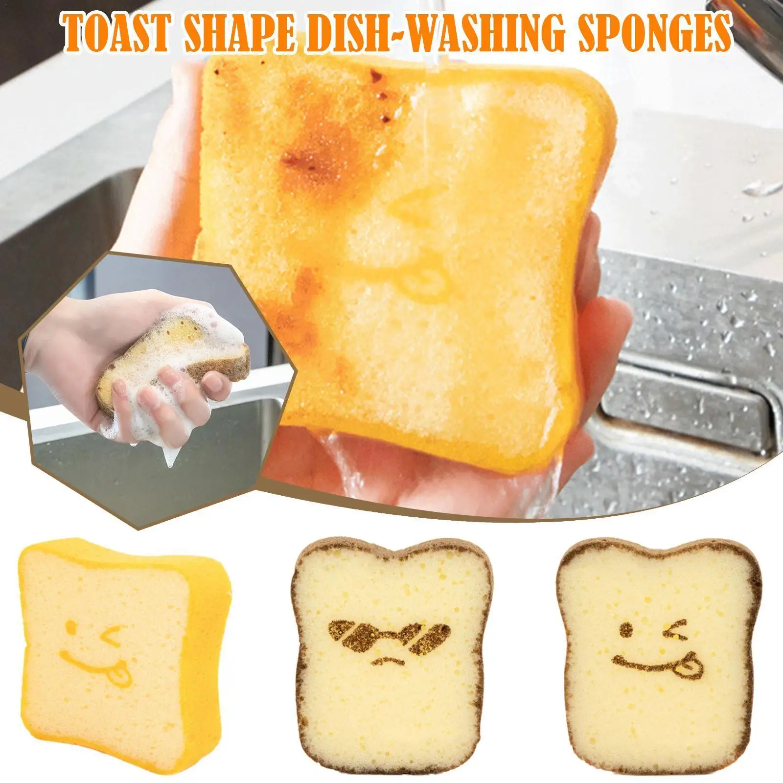 

Toast Shape Dish-washing Sponges Washable Scrubber Tools For Pots Dishes Household Cleaning Gadget Kitchen Accessories V0i2