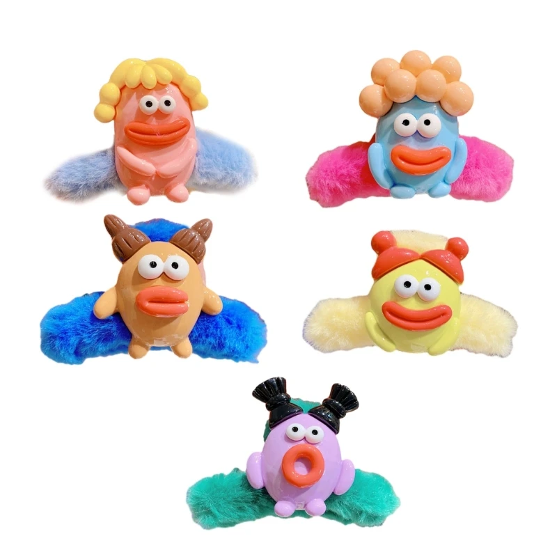 

Плюшевые заколки для волос, теплые осенне-зимние заколки для волос, женские заколки для волос с рисунком куклы, D5QB