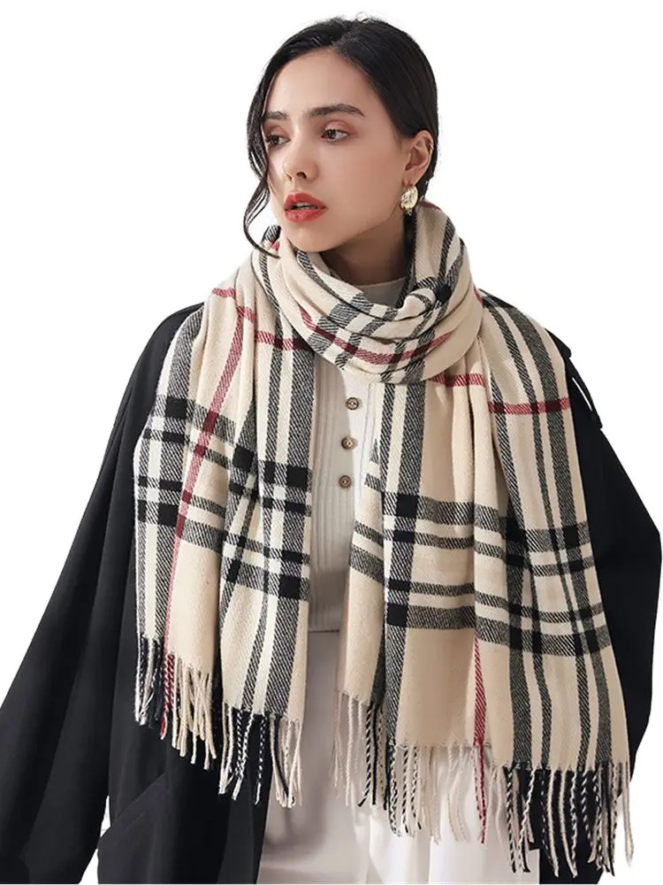 Women Autumn Winter Scarf Lady Cashmere Feeling Muffler Spring Fall Large Blanket Classic Plaid Shawl Soft Warm Wrap Wholesale