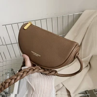 trendy braided strap saddle small shoulder crossbody bags for women summer 2022 fashion simple solid color sling ladies handbags