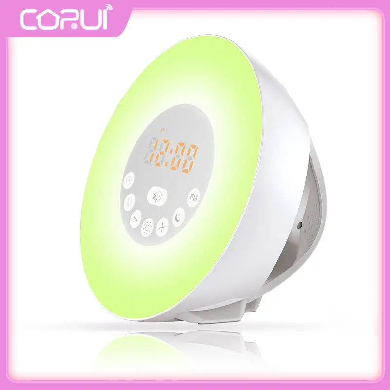 

Atmosphere Lamp Led Analog Sunrise And Fm Radio Colorful Lights Alarm Clock Wake Up Light Time Display
