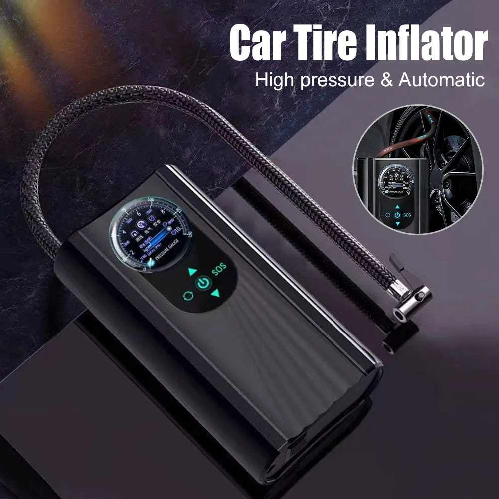 

120W Mini Car Tire Inflator 150PSI Portable Air Compressor Wireless Inflatable Pump LCD Display for Motorcycle Bicycle Tyre Ball