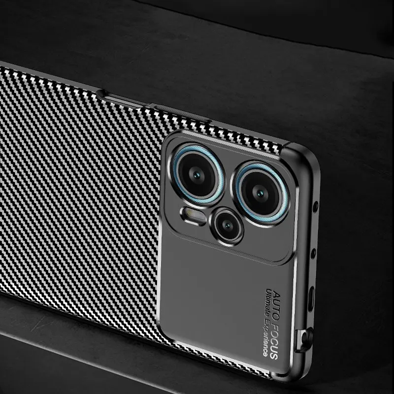 For Poco F5 Case Cover For Xiaomi Poco F5 Coque Shell Fundas Luxury Business Soft Carbon Fiber Protective Phone Case Poco F5