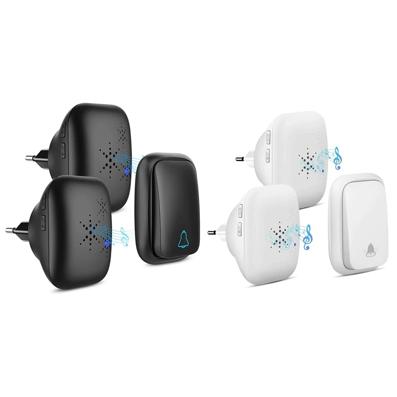 

Hot-Wireless Doorbell Waterproof Self-Powered Button Smart Door Bell Sets Home Welcome Outdoor Chimes Receiver EU Plug