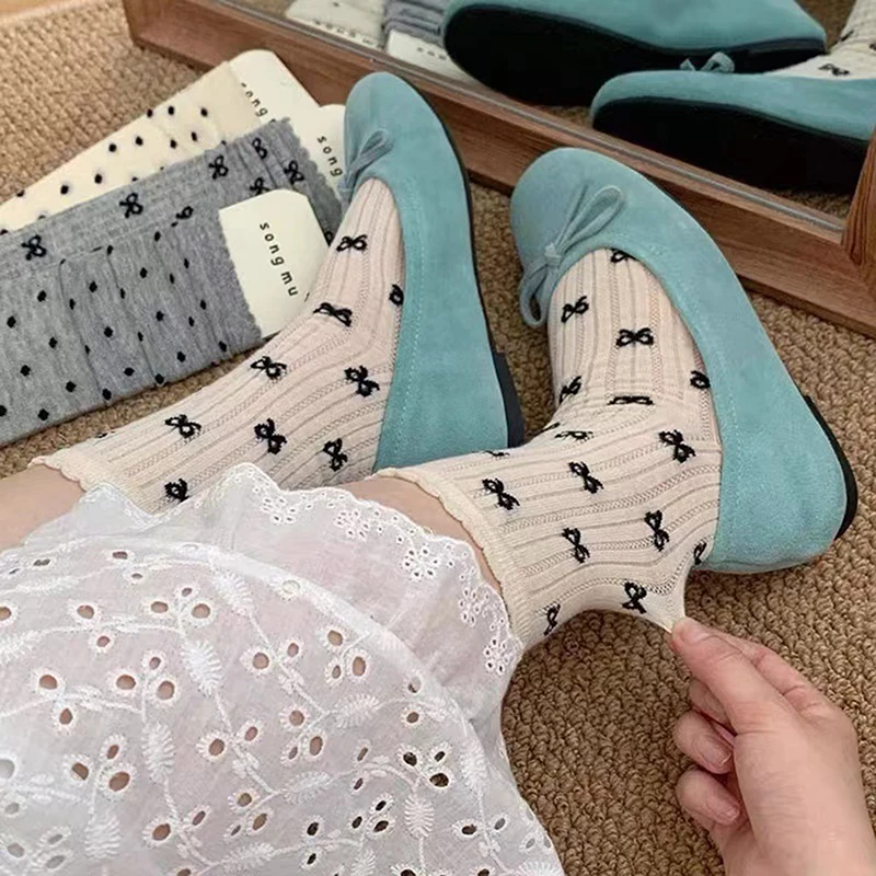 Дышащие Длинные Чулки Комплект Хлопковых Вязаных Эстетических Женских Носков До