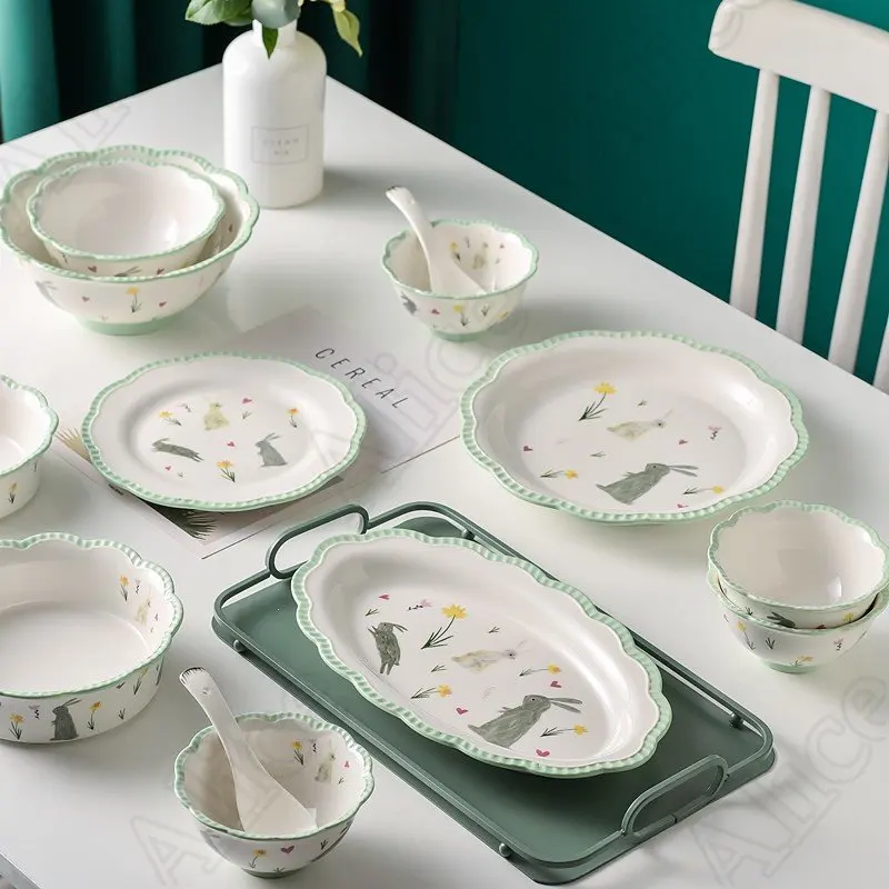 Набор керамических тарелок и мисок с кружевом в европейском стиле креативные