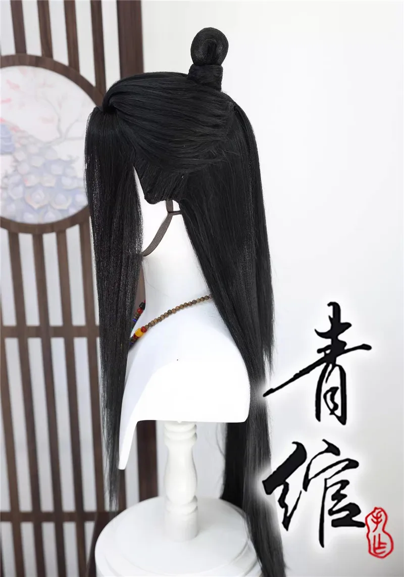 Фото Стильный парик Lan Wangji Lace Cos Lan Zhan, древний костюм, парик для косплея + шапочка для парика для ролевых игр, вечеринки на Хэллоуин, выступления №4