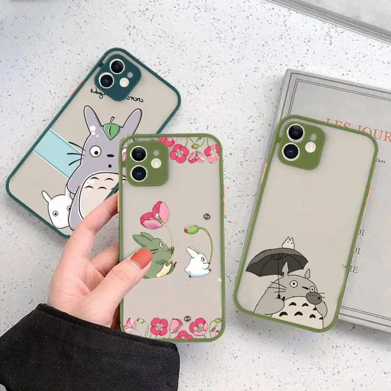 

totoro Studio Ghibli anime Phone Case matte transparent For iphone 11 12 13 6 s 7 8 plus mini x xs xr pro max cover