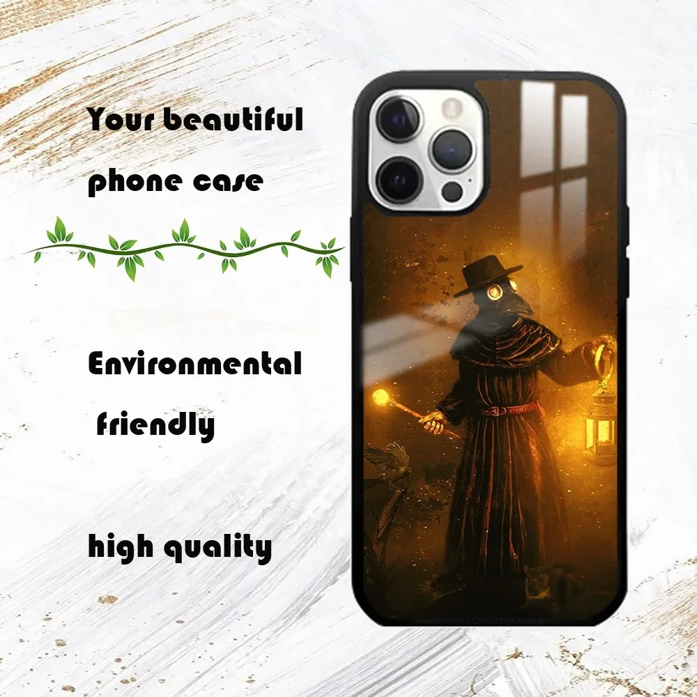 P-Plague DoctoR mask Phone Case For iPhone 16 15 14 13 12 11 Pro Max Plus Mini PC Fashion High Quality mirror phone case