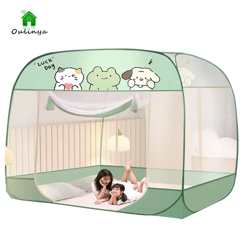 

Household Mongolian Yurt Mosquito Nets are Free of Installation and High-end Children's Fall Resistant Bedroom Patterned Nets