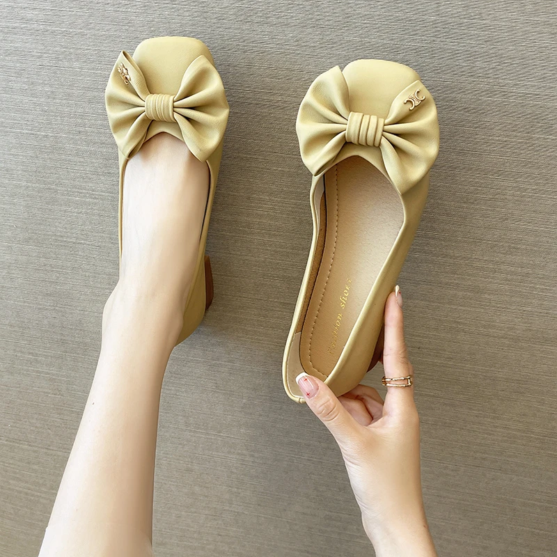 

Slip On Shoes For Women Round Toe Shallow Mouth Casual Female Sneakers Soft Elegant Autumn Bow-Knot Flats Slip-on Moccasin New F