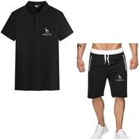 2022 summer mens polo shirt pants suit menswomens casual sportswear suit hazzys printed top pants gym short suit