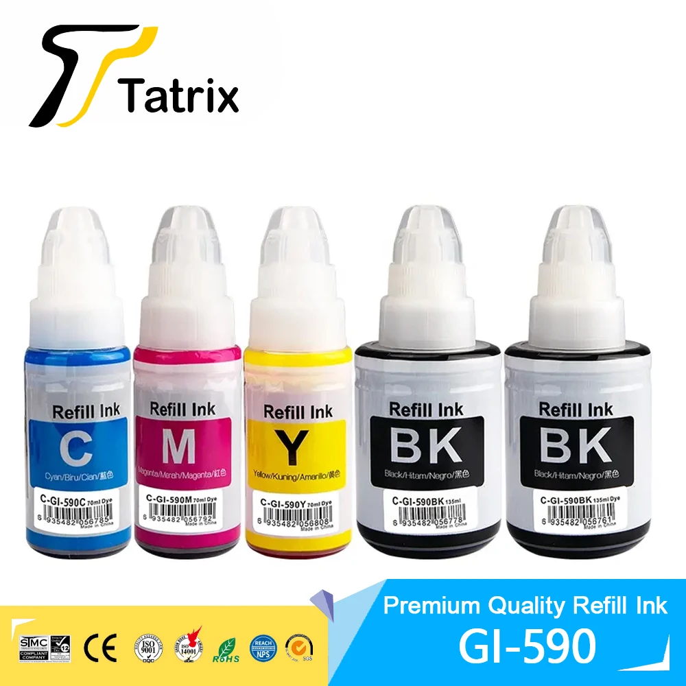 Фото Tatrix GI 590 GI590 GI-590 Премиум-совместимая цветная бутылка на водной основе, заправка чернил DGT для принтера Canon Pixma G1000 G4010 №1