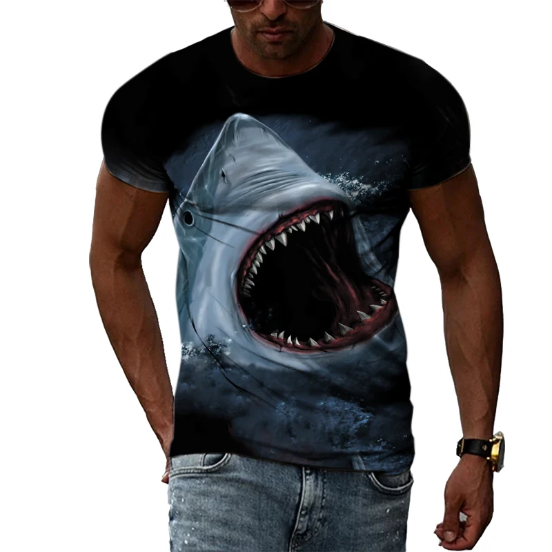 

Great White Shark 3D Print T Shirt For Men Plus Size Casual Loose Short Sleeve Tee Shirt Women Summer Fashion All-match Clothes