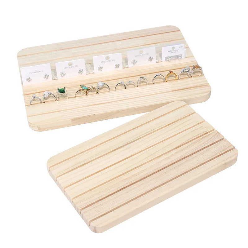 Beech Wood Earrings Display Stand Necklace Earrings Ring Storage Finishing Board Earrings Bracelet Card Placement Props