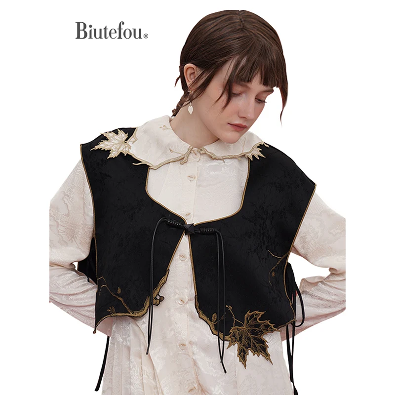【Biutefou】Original Design Women's Accessories Sleeveless Embroidery Vest