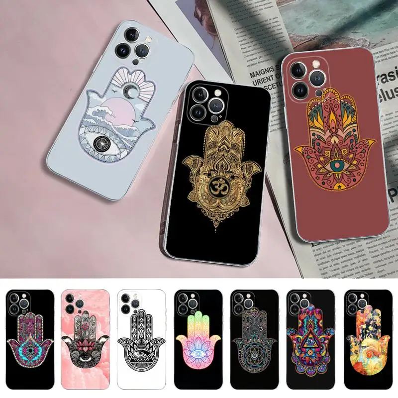 

Hamsa Hand Of Fatima Phone Case For iPhone 11 12 13 14 Mini Pro Max XR X XS TPU Clear Case For 8 7 6 Plus SE 2020