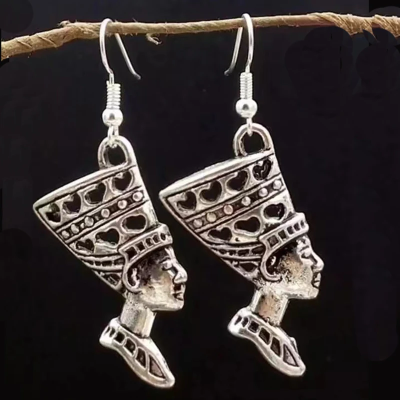 

Nefertiti Egyptian Queen Dangle Earrings for Women Girls Vintage Goth Punk Gothic Long Jewelry Accessories Party Gifts New