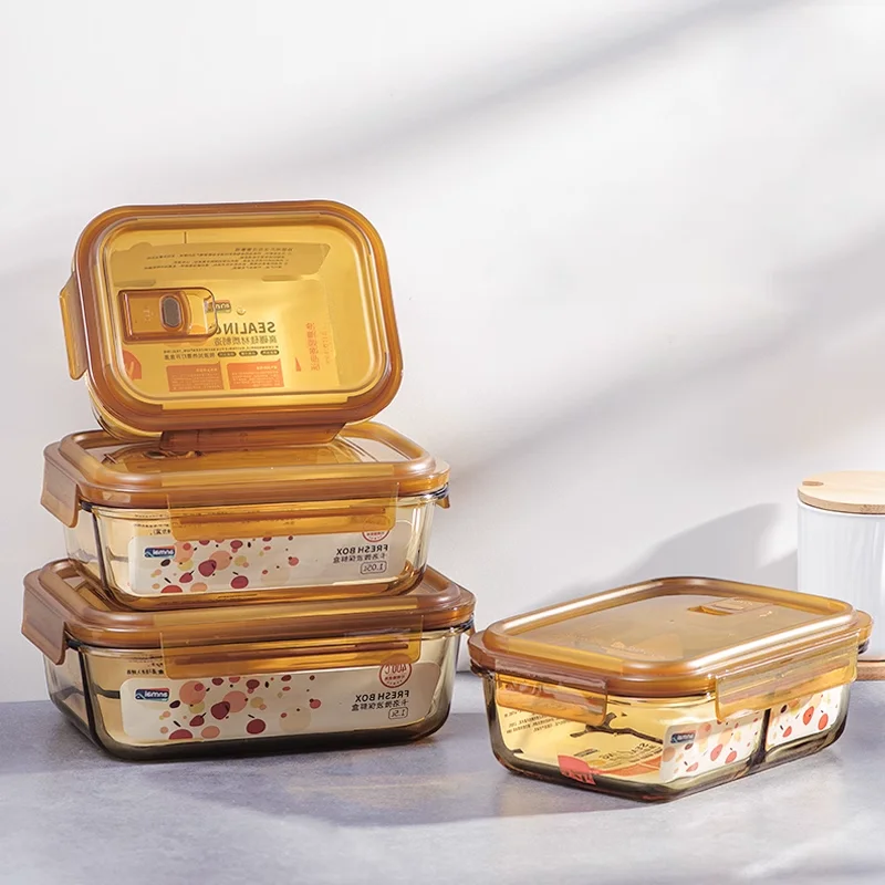 Anmai новый стиль ланч-бокс из боросиликатного стекла 1050 мл микроволновая печь