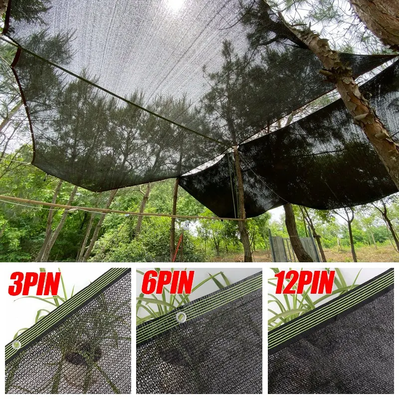 

3/6/12Pin Black Anti-UV Sunshade Net Greenhouse Plants Shading Shed Garden Privacy Screen Outdoor Car Sun Shelter Gazebo Sail