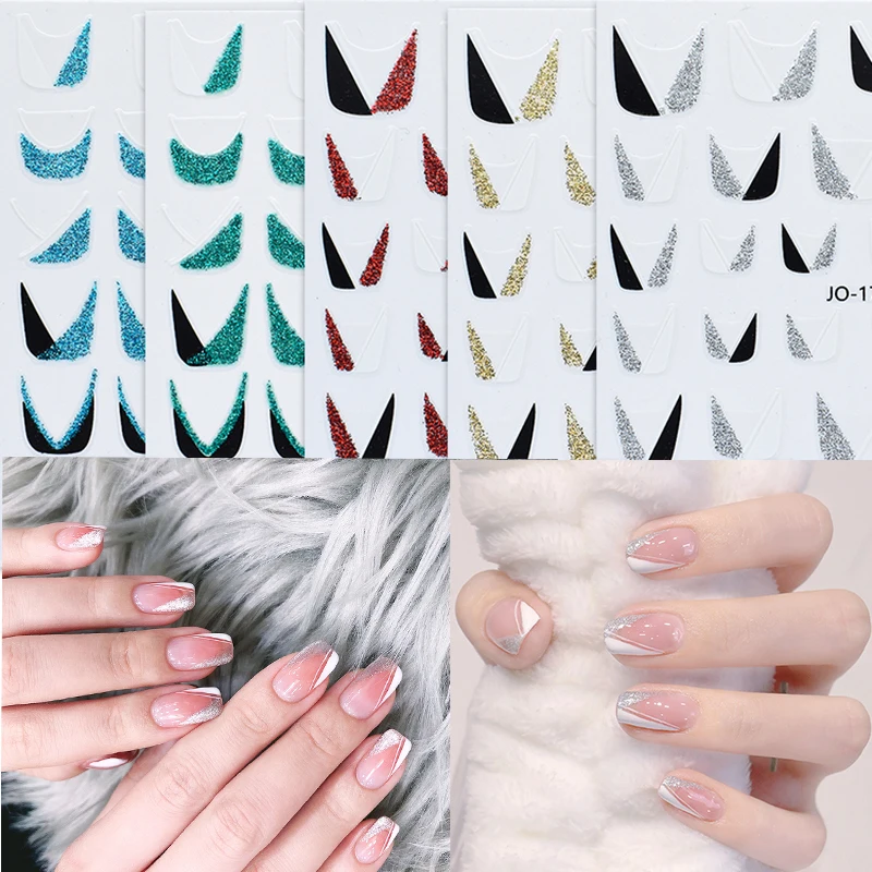 

10 шт., V-образные наклейки для ногтей