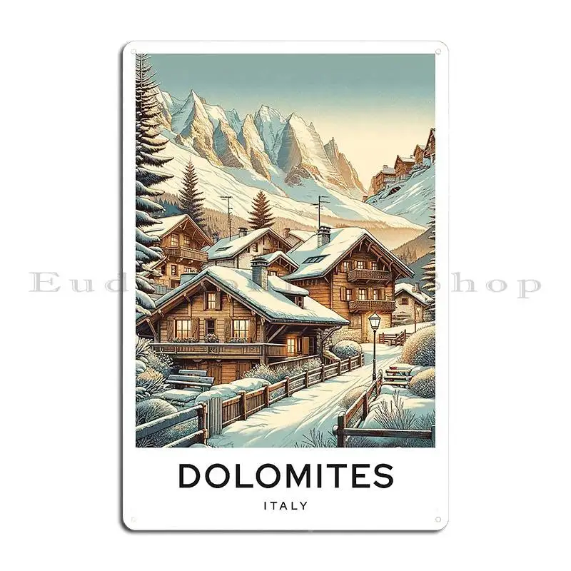 Доломиты Италия иллюстрация металлические знаки ржавый клуб кинотеатр