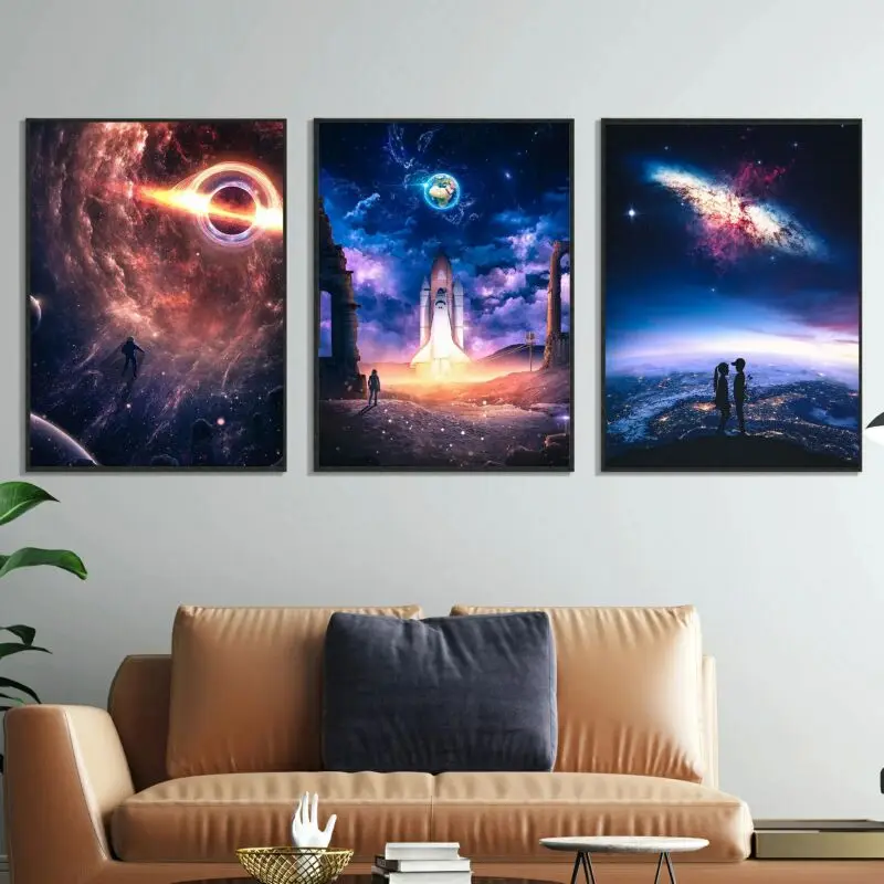 Абстрактные космические сцены астронавт постеры Картина на холсте настенные