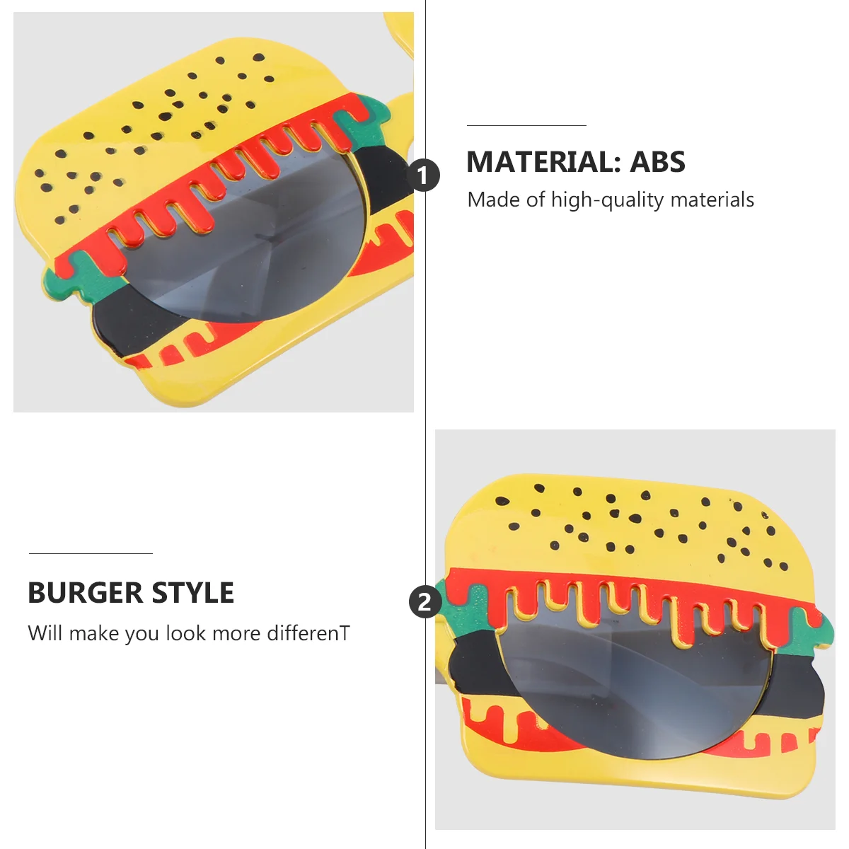 2 шт. солнцезащитные очки-гамбургеры реквизит для фотосессии вечеринки оправа