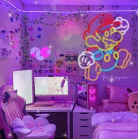 custom mario game room neon sign anime led light wall decor home bedroom gaming room decoration creative gift
