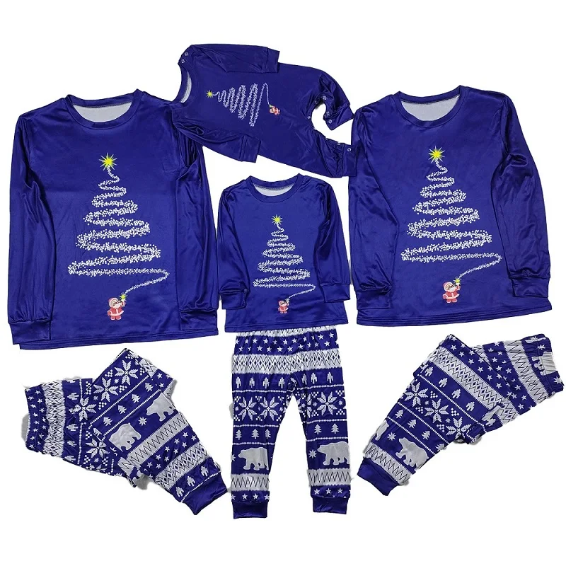 2022 Christmas Family Matching Outfits Polar Bear Father Mother & Kids Pajamas Sets Mommy and Me Xmas Pj's Clothes Tops+Pants