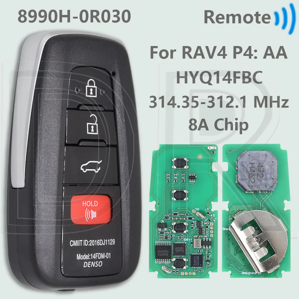 

DR HYQ14FBC 314,35-312,1 МГц 8A чип-плата: 231451-0351 G бесконтактный автомобильный ключ дистанционного управления для Toyota Camry RAV4 США 2018-2021