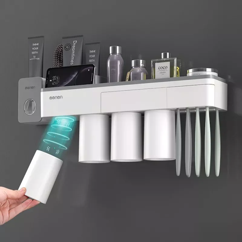 

NEW2023 GUNOT Adsorption Toothbrush Holder Toothpaste Dispenser Wall Mounted Storage Box Multifunction Bathroom Accessories Set