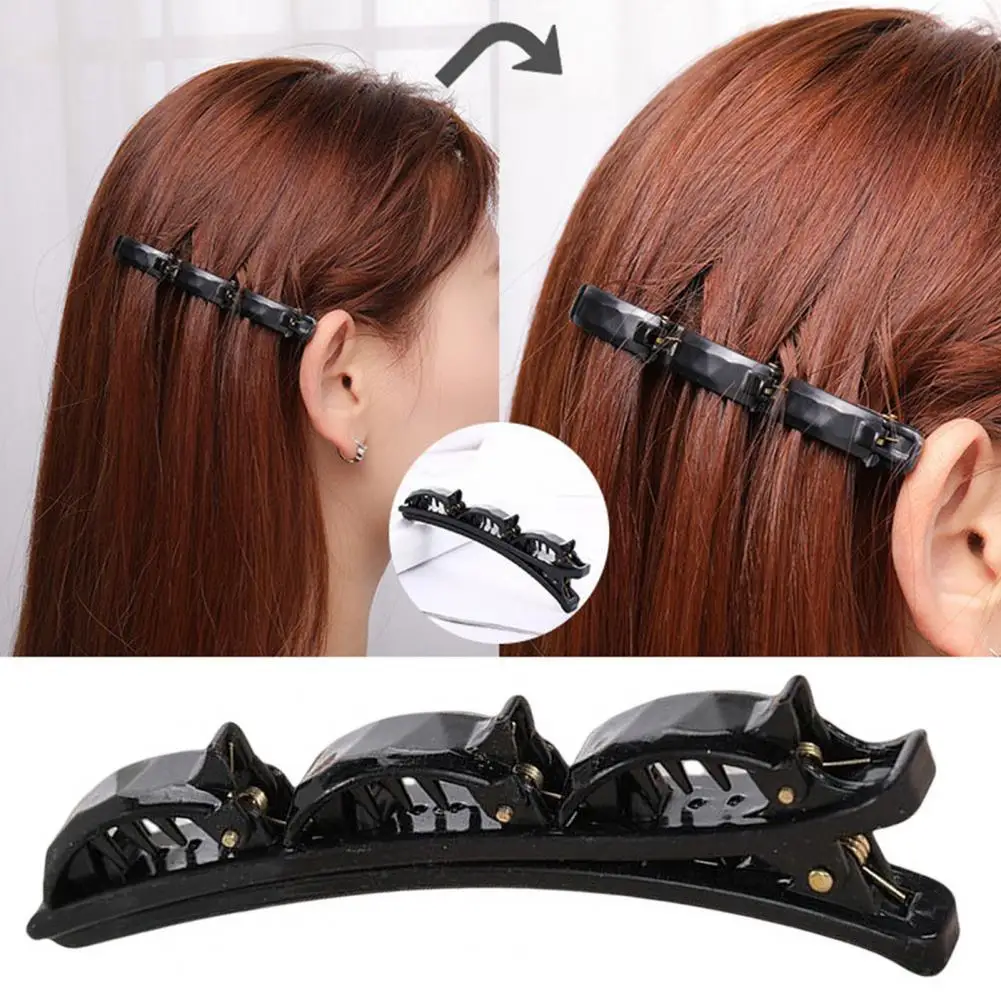 

Hollow Braided Side Bang Clip Elegant Anti-fall Stable Simple Lady Plastic Double Layer Hairpin Hair Clip Hair Accessories