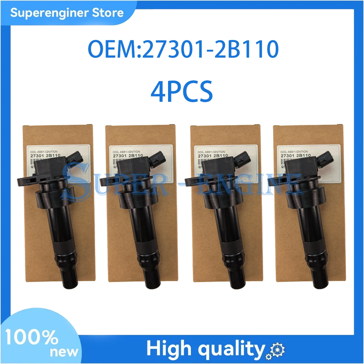 

4 шт. новая катушка зажигания 27301-2B110 для Hyundai Veloster 2014-2016 2013-2015 Kia Forte Koup Forte Turbo 1.6L 273012B110