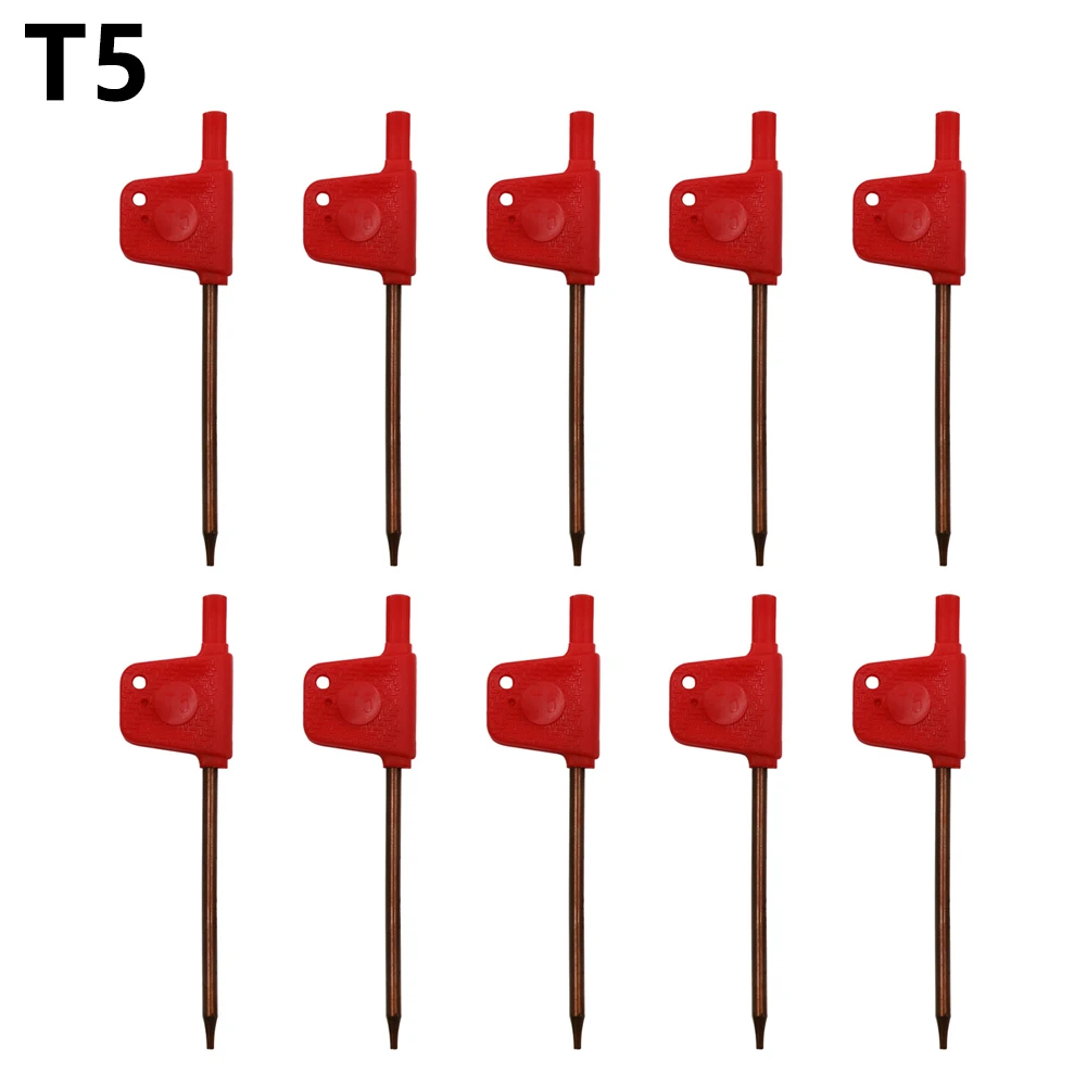 

10pcs 80-88mm Small Torx Screwdriver T Wrench Red Flag Type Spanner Key T5 T6 T7 T8 T9 T10 T15 T20 For Hand Drills Hand Tool