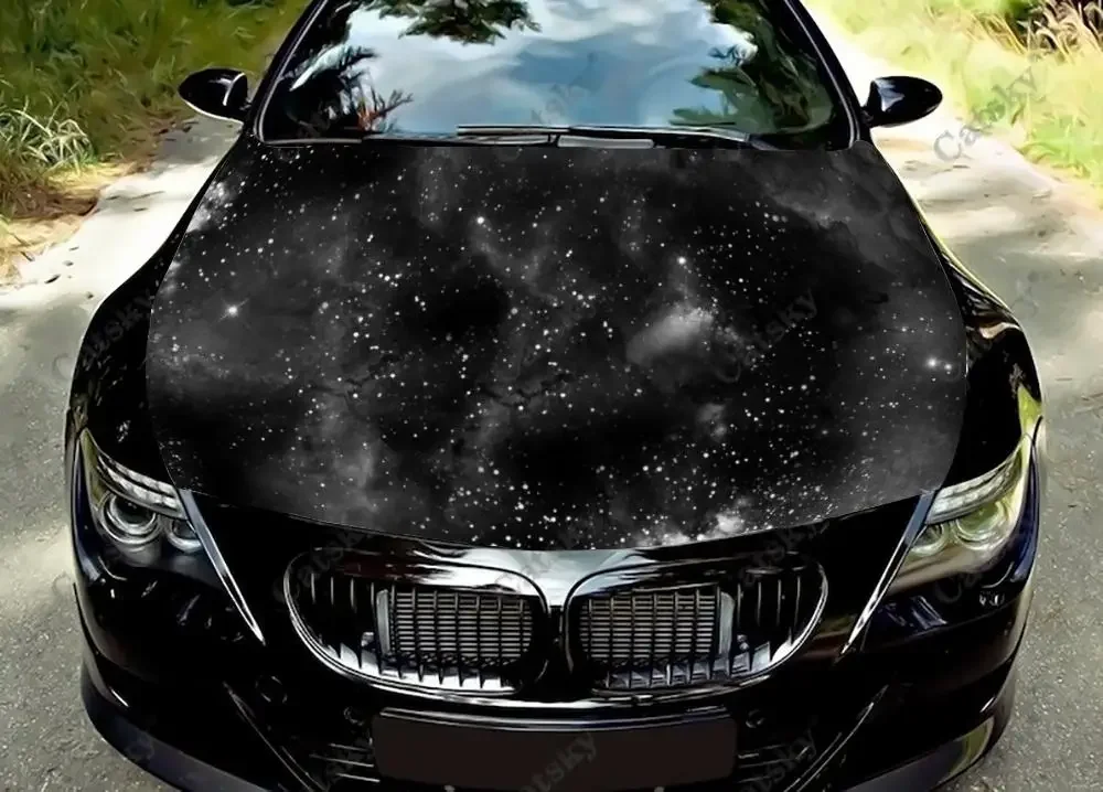 Черные автомобильные аксессуары Звездное небо виниловые наклейки на капот