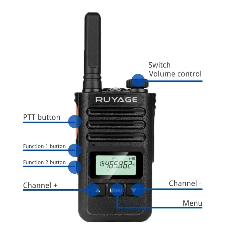 Ruyage T2 Mini Walkie Talkie Professional Fm Transceiver Uhf Two Way Portable Clock Radio Station Talkie-Walkie Wireless