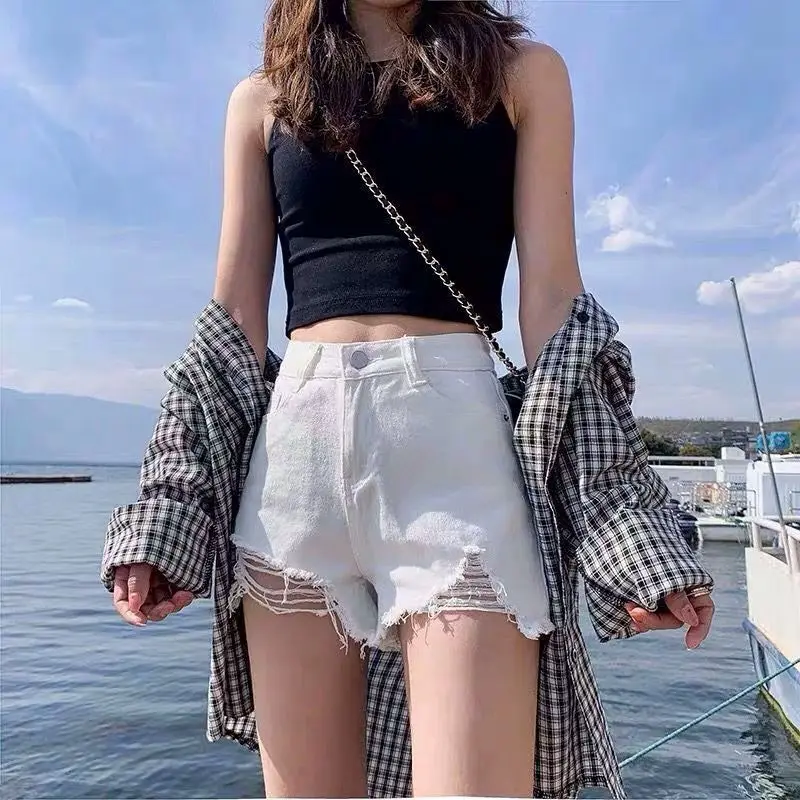 Summer New Fashion High Waist Wide Leg Short Jeans Ladies Loose Casual A-line Streetwear Irregular Denim Shorts Women's Clothing